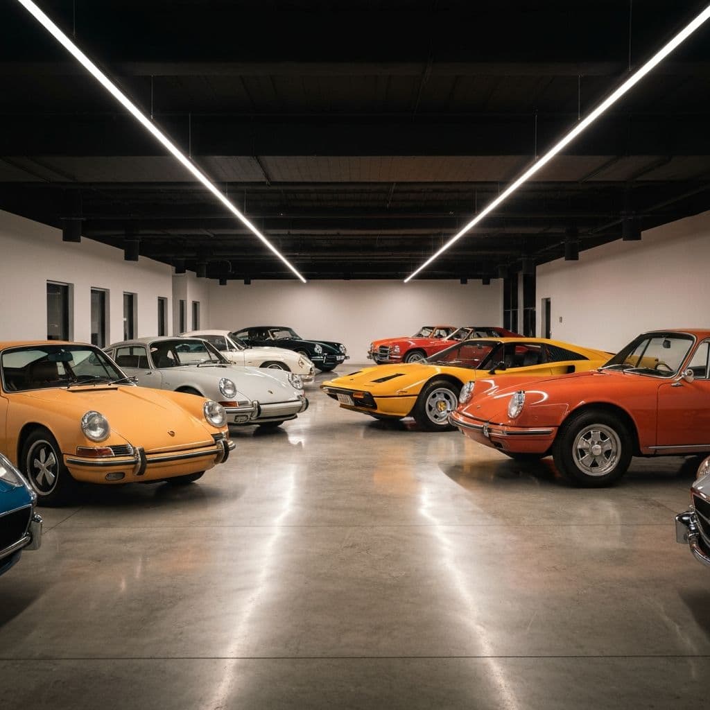 Luxury automotive collection in a modern showroom
